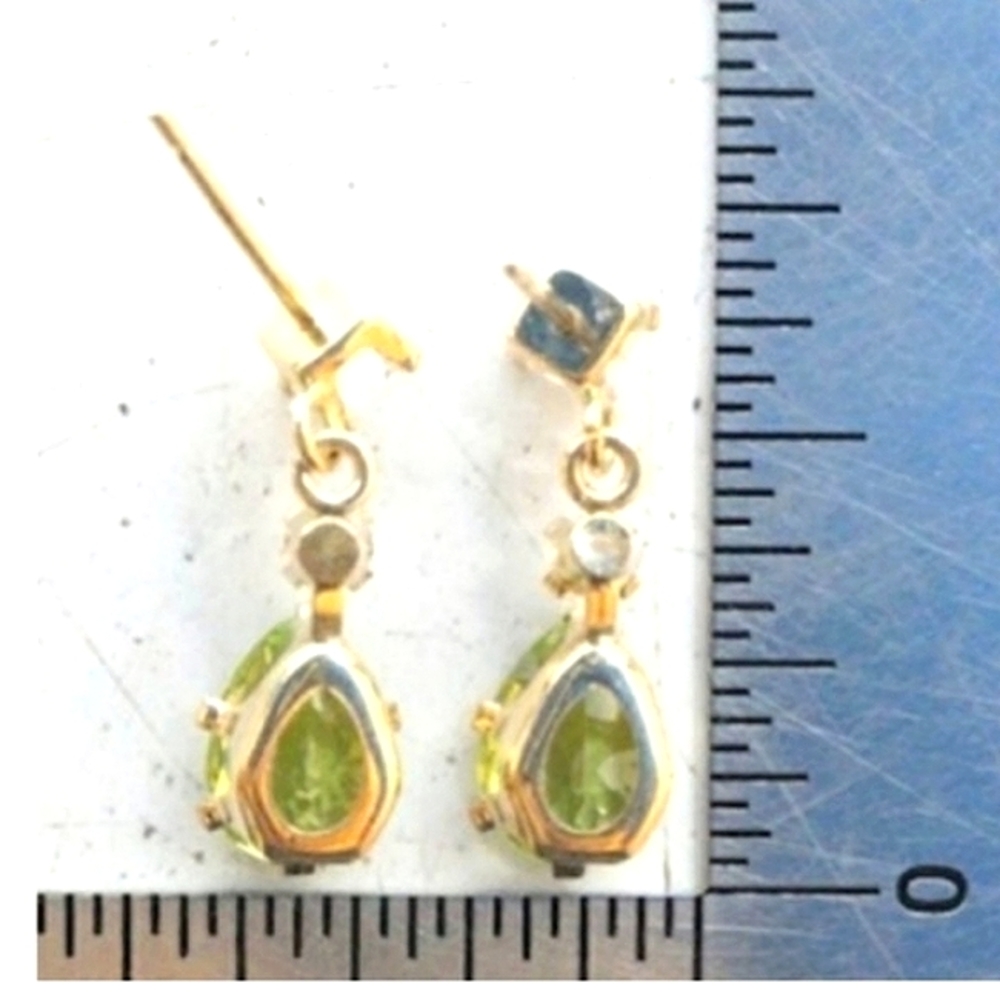 10k Solid Yellow Gold Dangle Drop Earrings Perido… - image 7